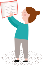 Enfant lisant un livre joyeusement.