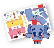 Paper-toys OlalarLes 3 mascottes à fabriquer
