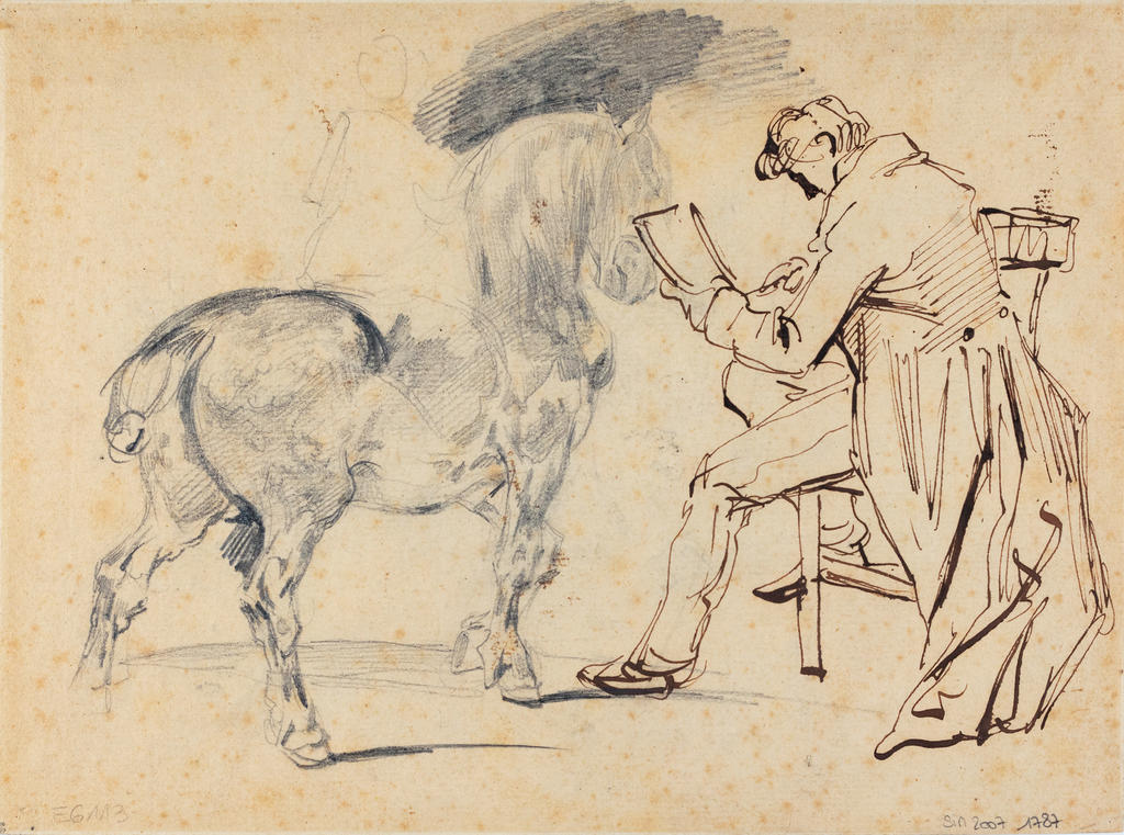 theodore-gericault-etude-pour-horses-going-to-a-fair-autoportrait-dessin-mulhouse-bibliotheque-municipale