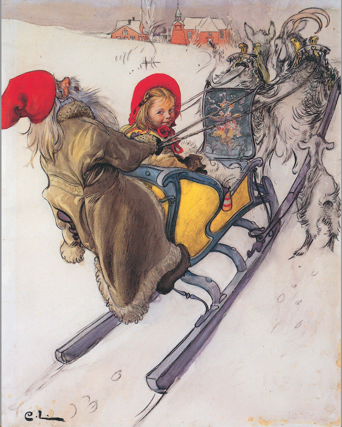 La Balade en traîneau de Kersti par Carl Larsson (1901)
