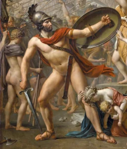 Jacques Louis David Les Sabines soldat avec un bouclier