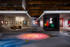 Vue générale de la BRAFA 2026 (Brussels Expo), allées et stands.