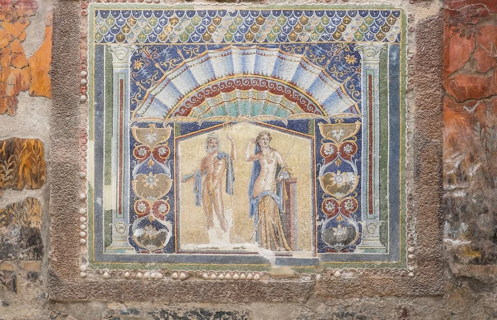 mosaïque Neptune Amphitrite Herculanum