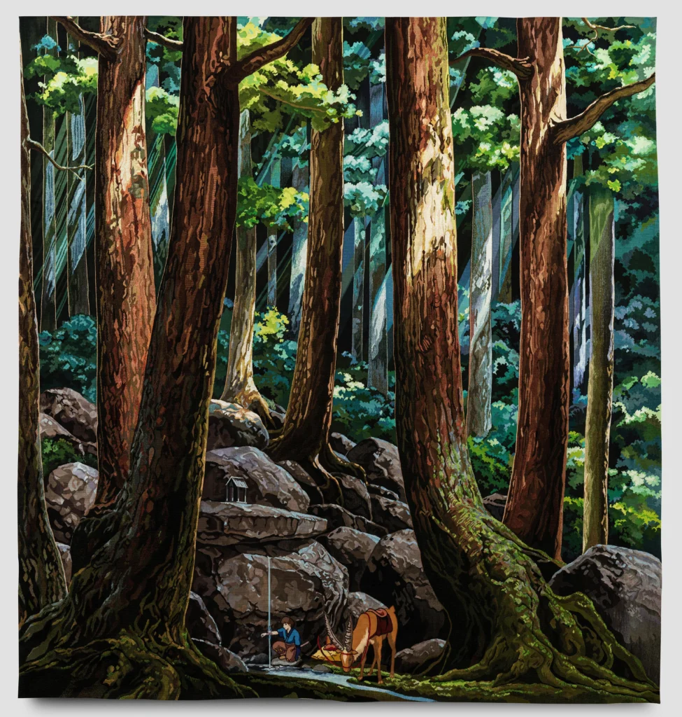 Tapisserie « Ashitaka soulage sa blessure démoniaque » (Aubusson, 2022), Studio Ghibli