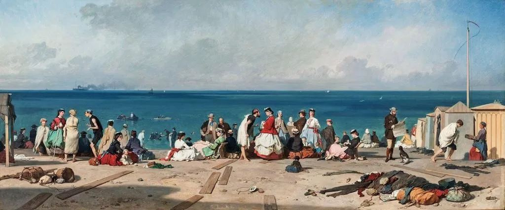 Eugène Le Poittevin, Les Bains de mer, plage d’Étretat, 1865