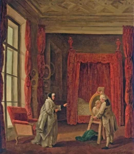 Hubert Robert, Un Artiste présente un portrait à Madame Geoffrin