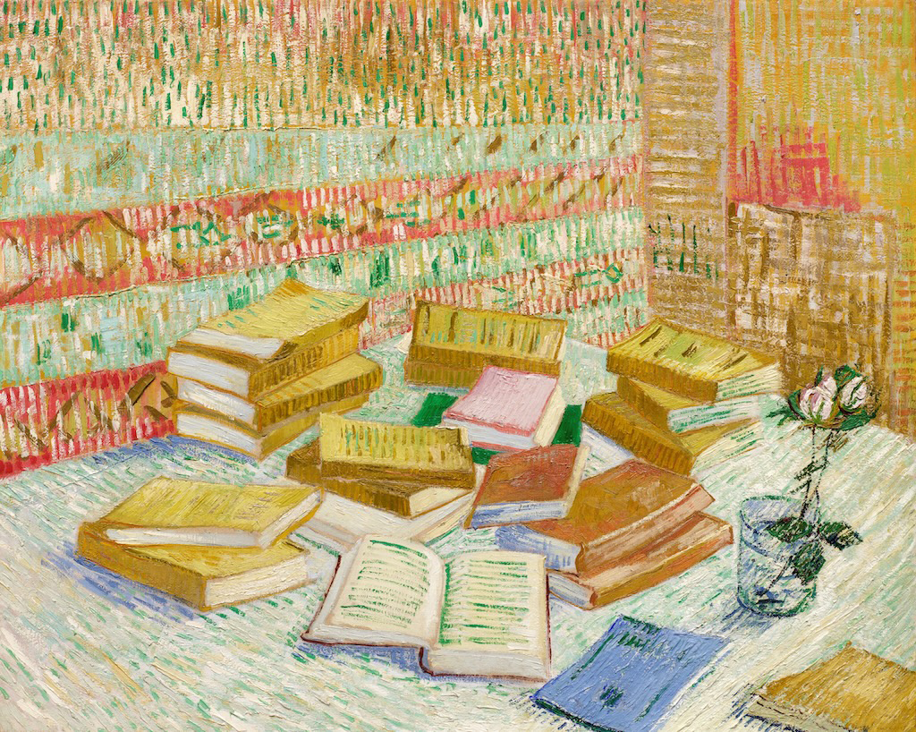 Vincent van Gogh, Piles de romans parisiens et roses dans un verre