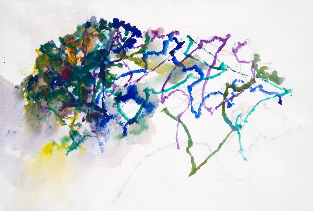 Marie-Hélène de La Forest Divonne fait sa rentrée au 34ᵉ salon du dessin : ici un dessin d'Alexandre Hollan (né en 1933), <span style="font-style: normal;">Le Chêne dansant</span>,2024.