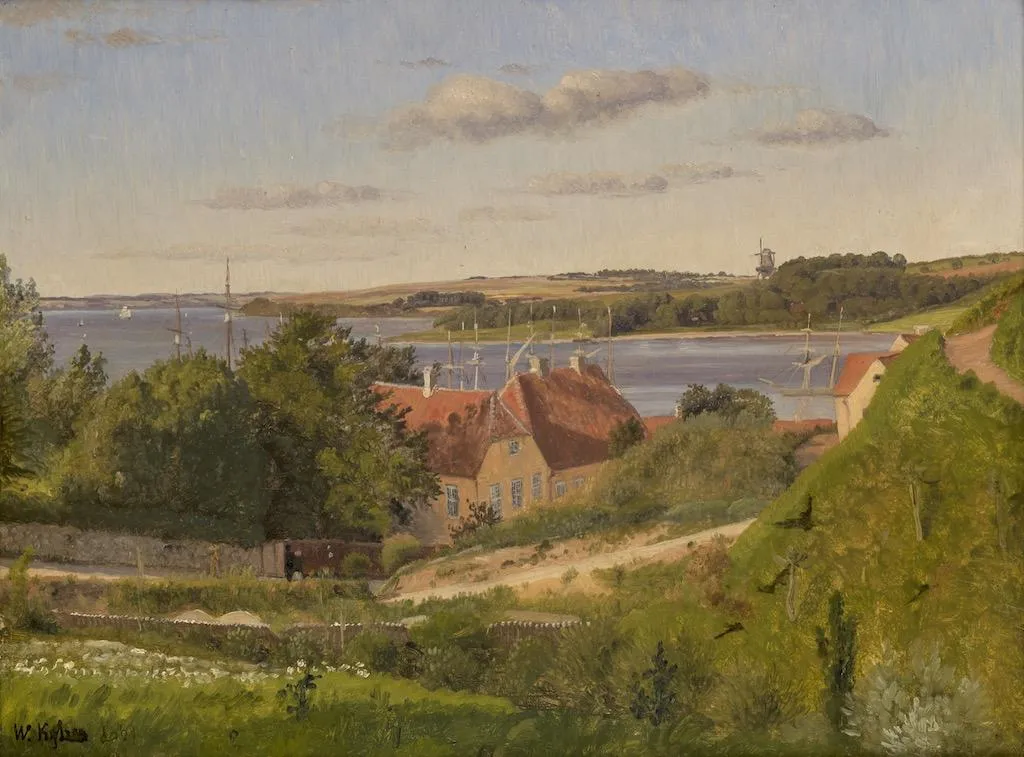 Le musée des Beaux- Arts d’Orléans rend hommage à son nouveau bienfaiteur, Antoine Béal : ici Peter Vilhelm Carl Kyhn (1819-1903), Vue du port de Skive, 1859. 