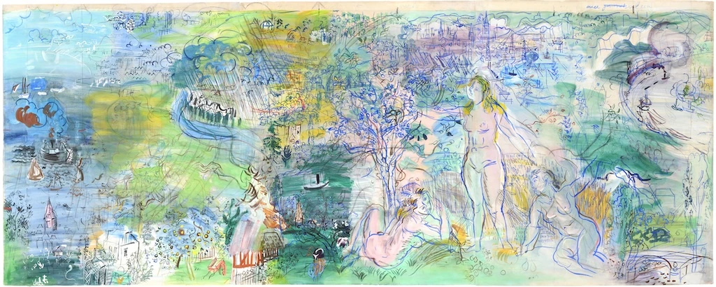 La 39ᵉ édition de l’incontournable TEFAF néerlandaise rassemble 276 exposants internationaux provenant de 24 pays : Raoul Dufy (1877-1953), Le cours de la Seine (étude pour le bar du Palais de Chaillot), 1936-1937. Paris et Bruxelles, David Lévy et Associés.