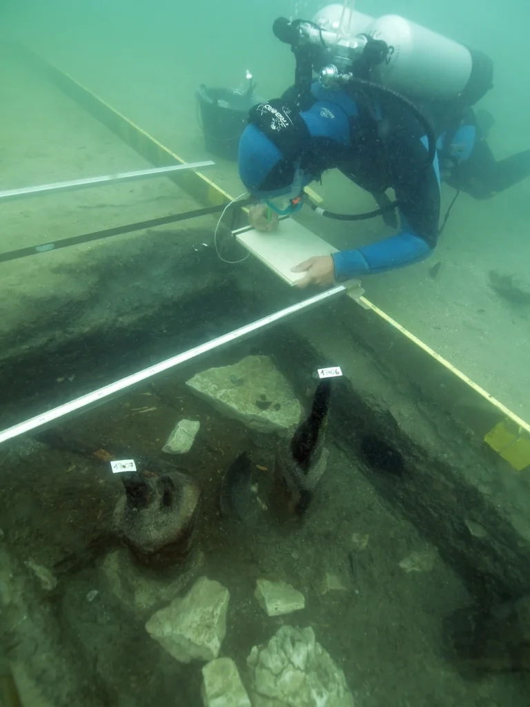 Découvertes des sites palafittiques en France : sondage subaquatique sur un site de l’Âge du bronze final dans le lac du Bourget en Savoie. 