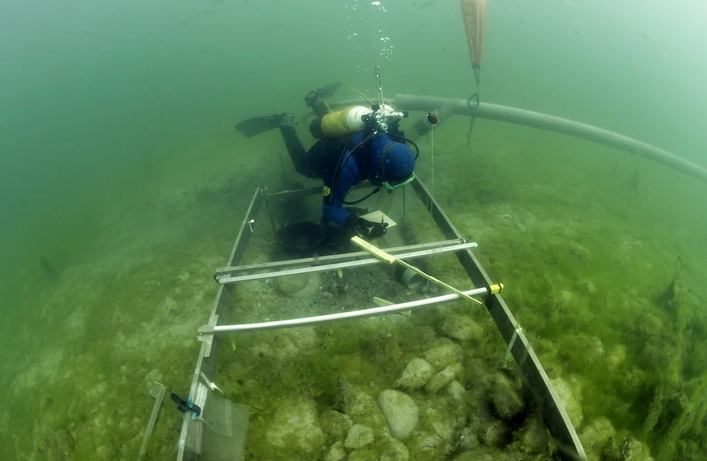 Découvertes des sites palafittiques en France : sondage subaquatique sur un site de l’Âge du bronze final dans le lac du Bourget en Savoie. 