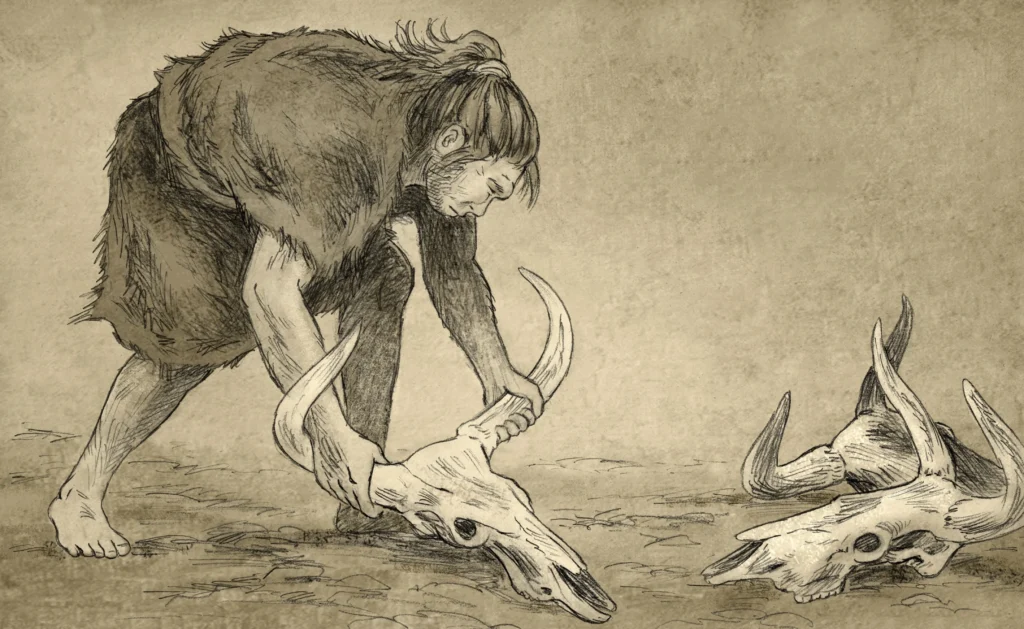 Dans la grotte de Des-Cubierta, une accumulation de crânes d’ongulés semble ne pas être naturelle mais résulter de l’apport régulier de la part de Néandertaliens. Comment comprendre et qualifier ce lieu singulier ?