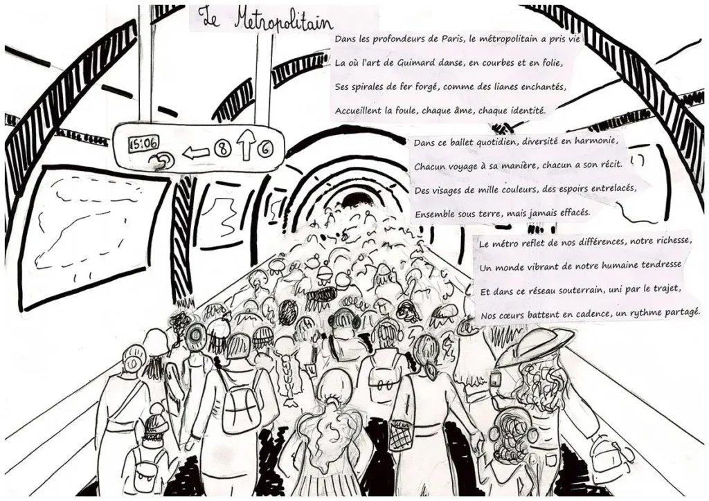 2e prix : Avital RUBINS, 11 ans, École Jeannine Manuel, Paris (15e), « Le métropolitain de Paris »